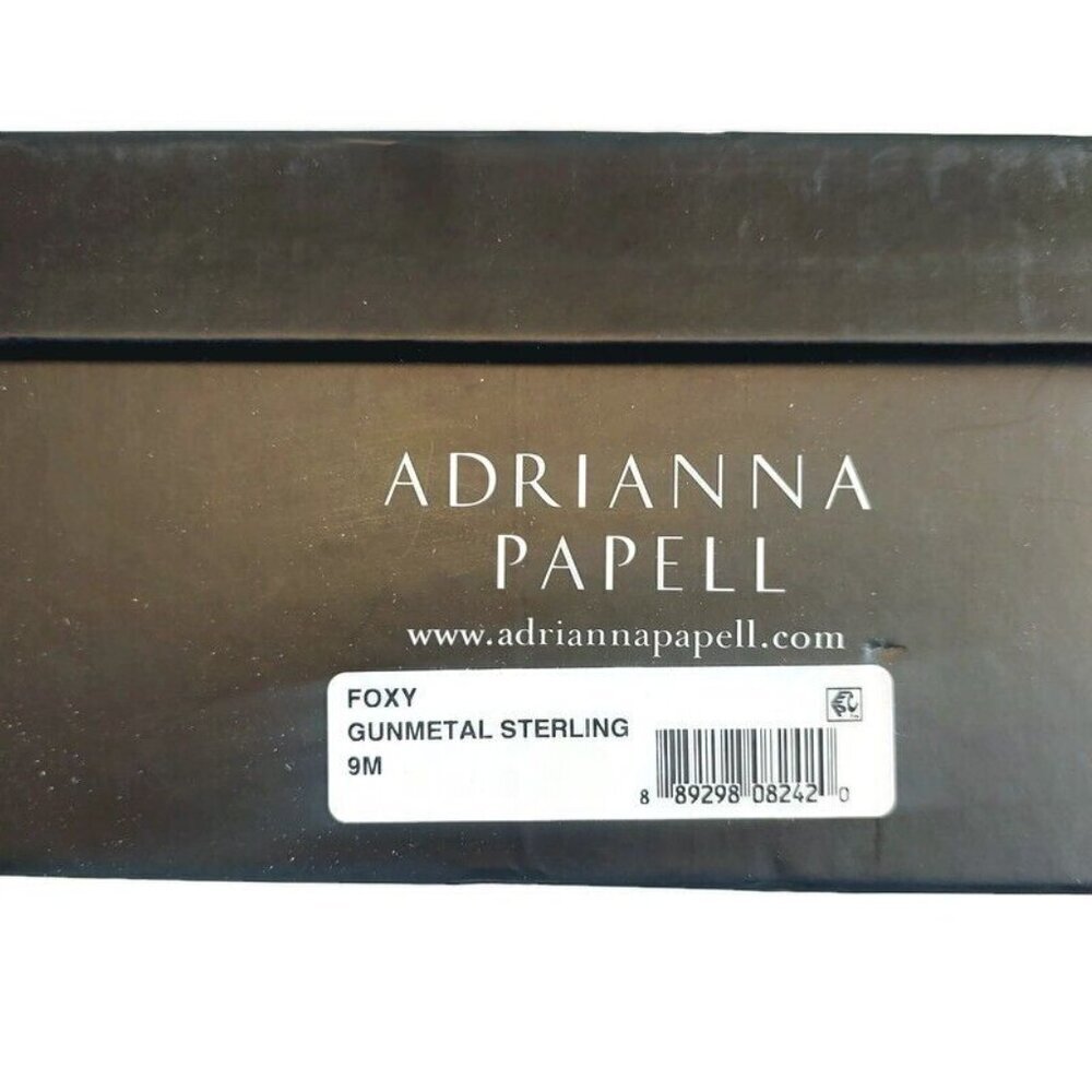 Adrianna Papell FOXY Shoes Womens 9 Embellished Shimmer Peep Toe Heels Gunmetal - Picture 10 of 11